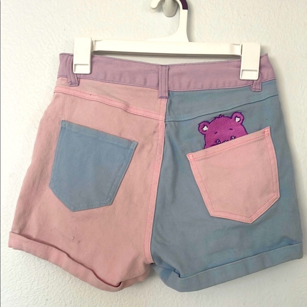 Dolls kill and care bear color block shorts